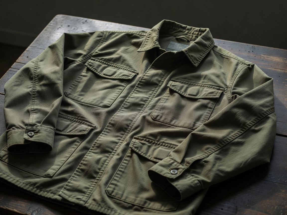 Heavy corduroy overshirt and neutral tone canvas trousers
