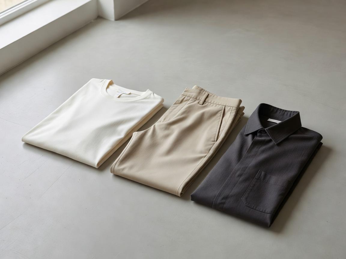Minimalist heavy raw cotton crew neck t-shirt and raw denim